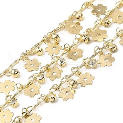 Rack Plating Brass Flower Link Chains CHC-A007-08KCG-1