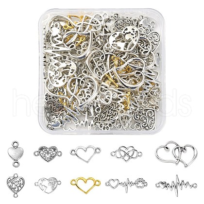 100Pcs 10 Styles Tibetan Style Alloy Connector Charms TIBE-YW0001-32-1