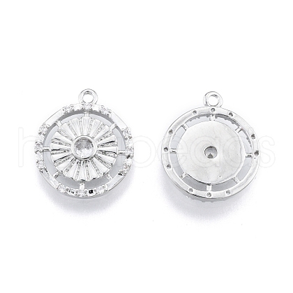 Brass Micro Pave Clear Cubic Zirconia Pendants KK-F841-08P-1