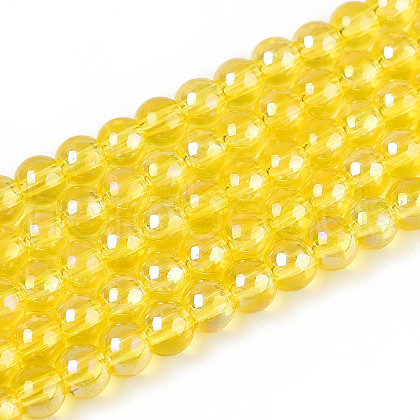 Electroplate Transparent Glass Beads Strands GLAA-T032-T4mm-AB12-A-1
