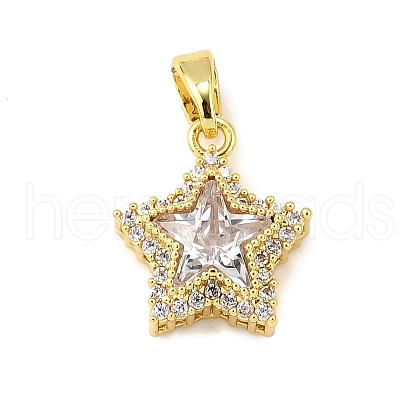 Brass Micro Pave Cubic Zirconia Charms KK-R227-04G-1