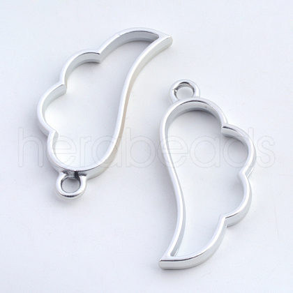Rack Plating Alloy Wing Open Back Bezel Pendants PALLOY-S047-27B-FF-1