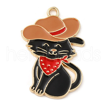Light Gold Plated Alloy Enamel Pendants ENAM-L041-01D-1