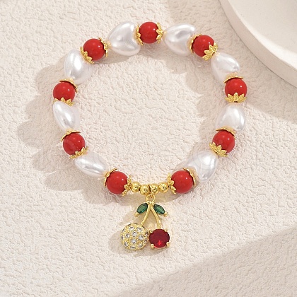 Mother's Day Brass Micro Pave Cubic Zirconia Charm Bracelets LE4038-2-1