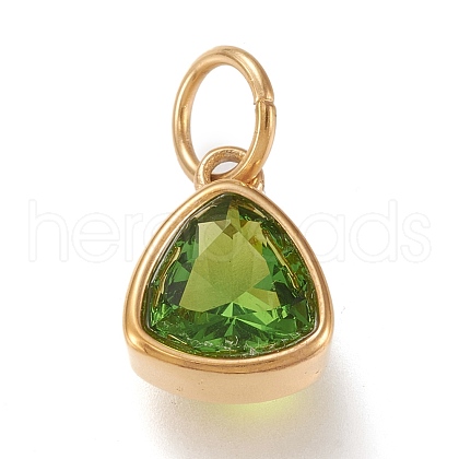 PVD Vacuum Plating 304 Stainless Steel Cubic Zirconia Pendant ZIRC-P080-A02-1