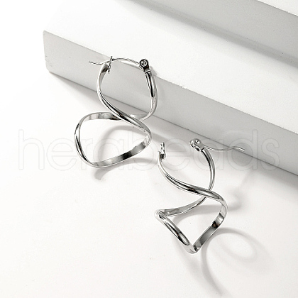 Non-Tarnish Stainless Steel Twisted Number 8 Shaped Hoop Earrings ZG7415-2-1