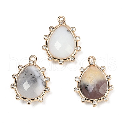 Natural White African Opal Faceted Pendants G-K347-06G-02-1