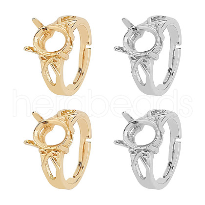 ARRICRAFT 4Pcs 2 Color Adjustable Brass Finger Ring Components KK-AR0003-80-1