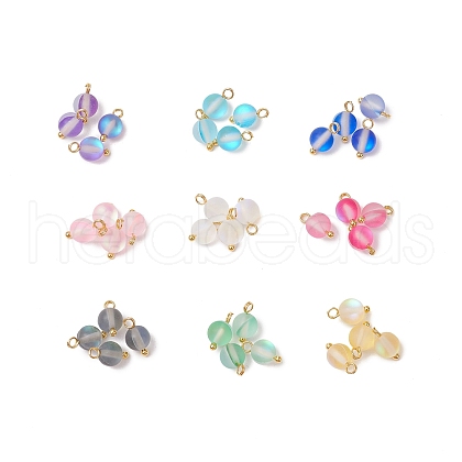 9Pcs 9 Colors Dyed Synthetic Moonstone Round Charms PALLOY-JF03478-1