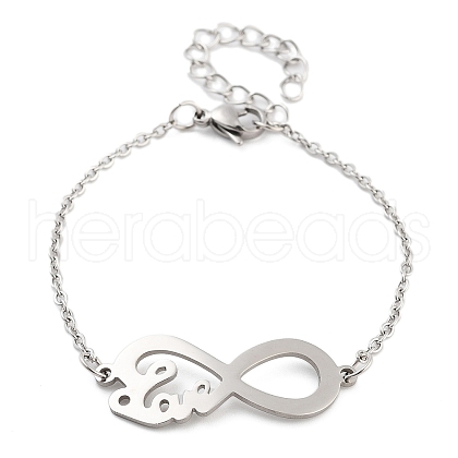 Non-Tarnish Stainless Steel Cable Chain Link Bracelets for Women Men STAS-Z061-01P-06-1