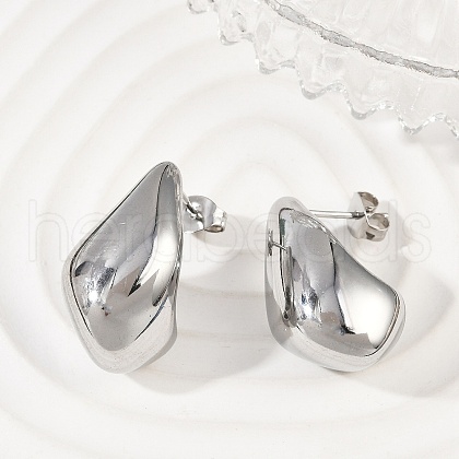 304 Stainless Steel Teardrop Stud Earrings for Women EJEW-S272-03P-1