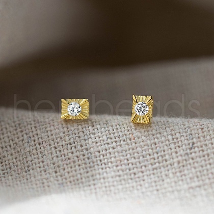 925 Sterling Silver Clear Cubic Zirconia Stud Earrings EJEW-Q030-05G-1