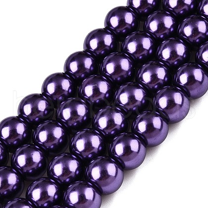 Baking Painted Pearlized Glass Pearl Round Bead Strands X-HY-Q003-6mm-20-1