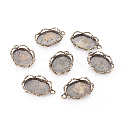 Tibetan Style Alloy Pendant Cabochon Settings TIBEP-0581-AB-LF-1