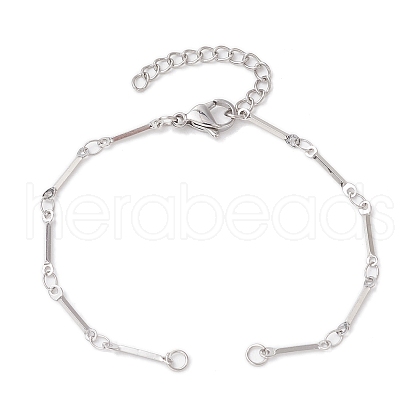 304 Stainless Steel Cuboid Bar Link Chain Bracelet Making AJEW-JB01319-02-1