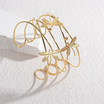304 Stainless Steel Cuff Bangles BJEW-M082-02G-1