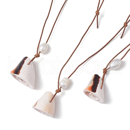 Mother's Day Jewellery Summer Beach Natural Cultured Freshwater Pearl & Natural Shell Pendant Necklaces NJEW-JN05100-03-1