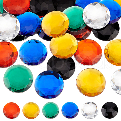 Olycraft 30Pcs 6 Colors Flat Back Acrylic Rhinestone Cabochons OACR-OC0001-16B-1