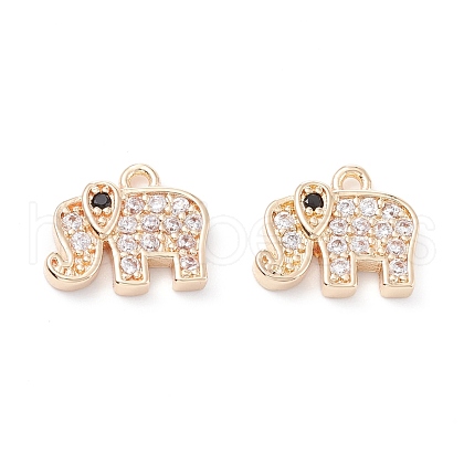 Rack Plating Brass Micro Pave Cubic Zirconia Charms ZIRC-C026-09LG-1