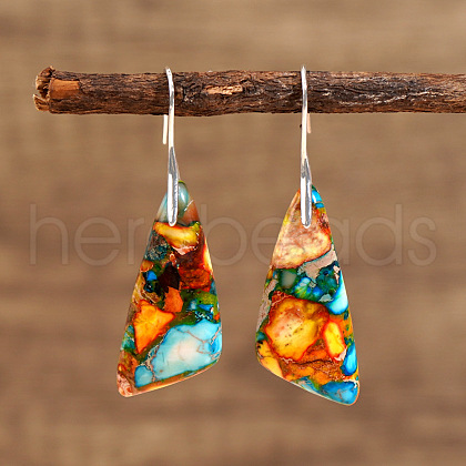 Imperial Jasper Slanting Shape Dangle Earrings PI0276-3-1