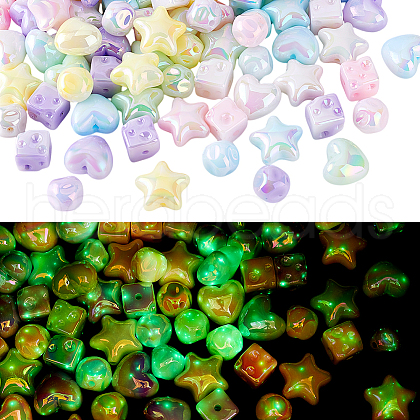   4 Styles UV Plating Acrylic Beads MACR-PH0001-84-1