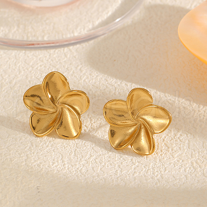 Elegant Stainless Steel Flower Stud Earrings JE6671-1-1