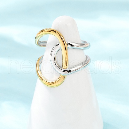 304 Stainless Steel Open Cuff Rings for Women RJEW-K296-03B-GP-1