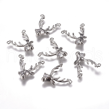 Brass Micro Pave Clear Cubic Zirconia Pendants ZIRC-I030-13P-1