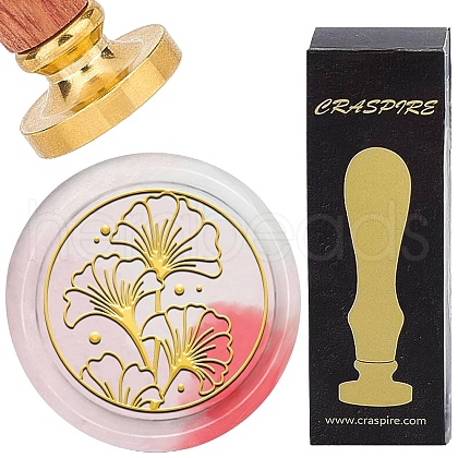 Brass Wax Seal Stamp with Wood Handle AJEW-WH0412-0348-1
