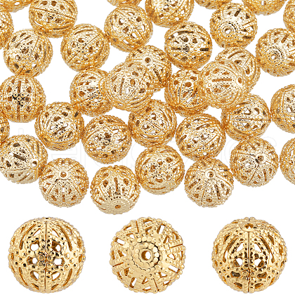 Beebeecraft 50Pcs Brass Filigree Beads KK-BBC0010-68-1
