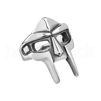 Titanium Steel Gothic Mask Finger Ring for Men Women RJEW-WH0001-12A-1