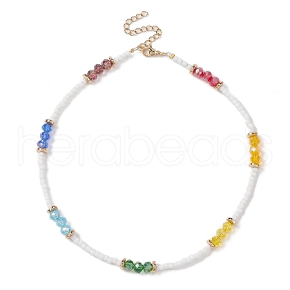 Glass Beaded Necklaces NJEW-JN04332-1
