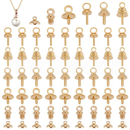 ARRICRAFT 60pcs 6 styles Brass Cup Pearl Peg Bails Pin Pendants FIND-AR0005-35-1