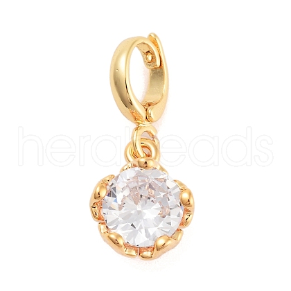 Brass with Cubic Zirconia Charms KK-G496-03G-1
