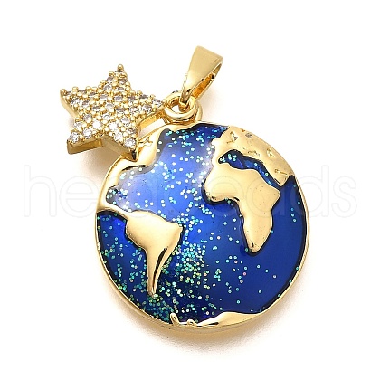 Rack Plating Brass Micro Pave Cubic Zirconia Pendants X-KK-M309-19G-1