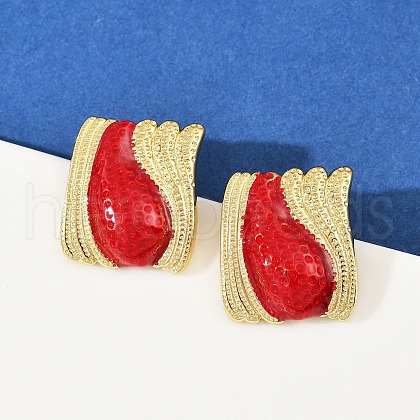 Brass Rectangle Stud Earrings EJEW-S277-05G-1