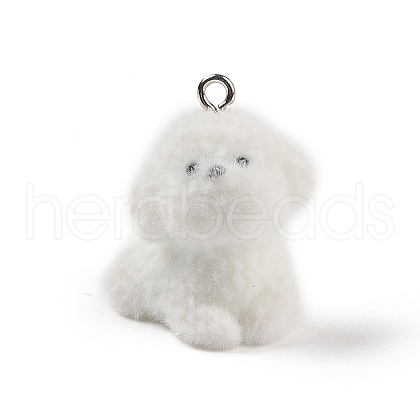 Flocking Resin Cute Puppy Pendants MACR-P043-L02-1