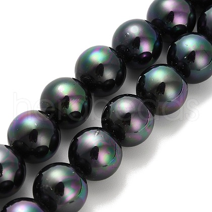AB Color Plated Shell Pearl Round Beads Strands BSHE-XCP0001-37-1