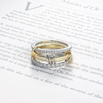 Stainless Steel Micro Pave Clear Cubic Zirconia Stackable Finger Rings WGD96BD-02-1