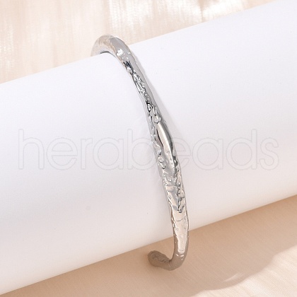 304 Stainless Steel Open Cuff  Bangles for Women BJEW-R019-03P-03-1