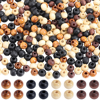 Gorgecraft 400pcs 4 styles  Natural Wood Beads WOOD-GF0002-16-1