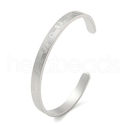 Boy Girl Stainless Steel Open Cuff Bangles for Women BJEW-G708-01C-P-1