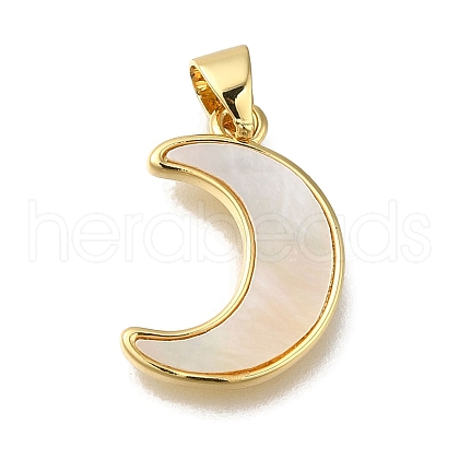 Rack Plating Brass Pave Shell Pendants KK-G500-17G-1