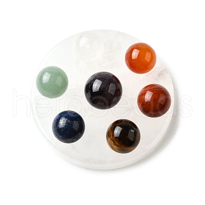 Chakra Natural Quartz Crystal Base Seven Star Group Display Decorations DJEW-K031-01A-01-1