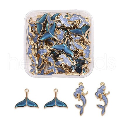 50Pcs 2 Style Alloy Enamel Pendants ENAM-LS0001-10LG-1