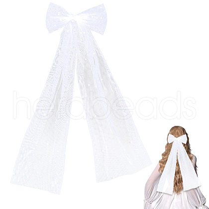 Long Bowknot Polyester Alligaor Hair Clips OHAR-WH20005-07B-1