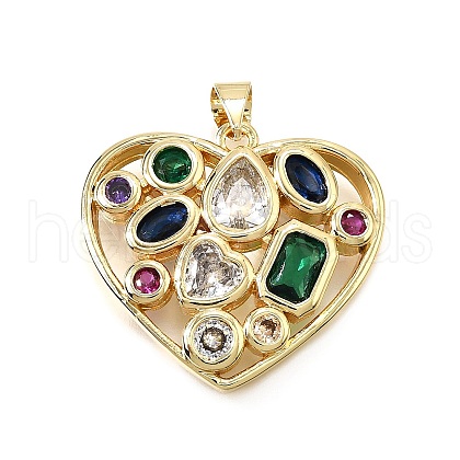 Brass Micro Pave Cubic Zirconia Pendants KK-C094-01A-G-1