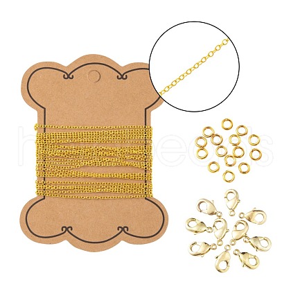 DIY 3m Oval Brass Cable Chains Necklace Making Kits DIY-FS0001-21G-1