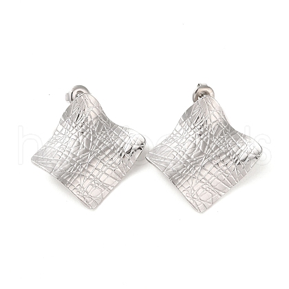 Rhombus 304 Stainless Steel Stud Earrings for Women EJEW-L272-005P-1