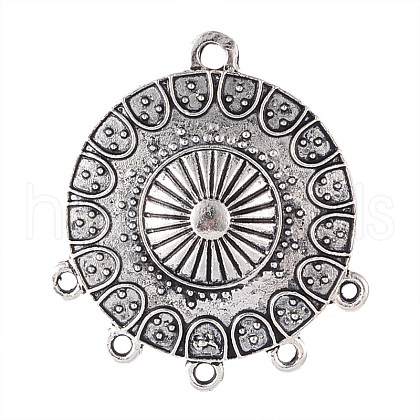 Flat Round Tibetan Style Alloy Chandelier Components PALLOY-I116-02AS-1